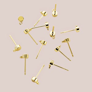 4 pcs (2 pairs) shiny gold 3mm small button earrings, gold minimalist dot earrings 2149-BG