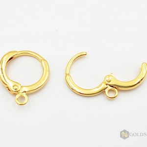 11mm Small Shiny Gold Lever Back Ear Wires Brass Hook Earrings Findings Hypoallergenic Bulk