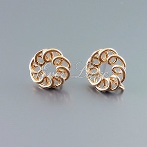 2 pcs / 1 pair small coiled circle earrings, spiraled round earrings, donut earrings, spiral earrings, rose gold jewelry 1648-MRG