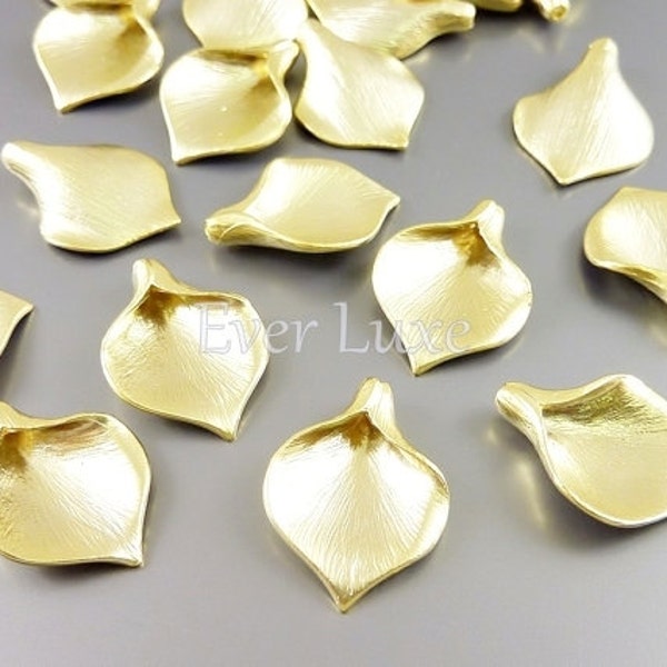 2 Small matte gold calla lily flower bead caps, gold leaf charms, brass findings / jewelry supplies 1350-MG-SM (2 pcs)