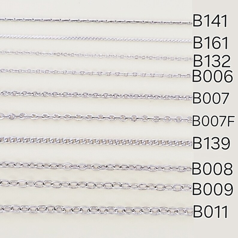 Chain Sampler 0.5m 20 in each 10 Different styles of high-quality, genuine Rhodium chains jewellery making Chain Sampler Lot-1R image 3