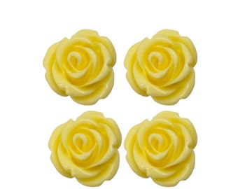 4 pcs 14mm Light Yellow color rose resin flower cabochons 5029-LY