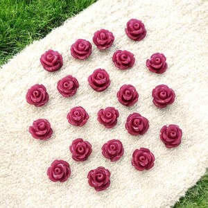 18 pcs TINY SMALL 6mm Plum color rose flower resin cab cabochons 5053-PM