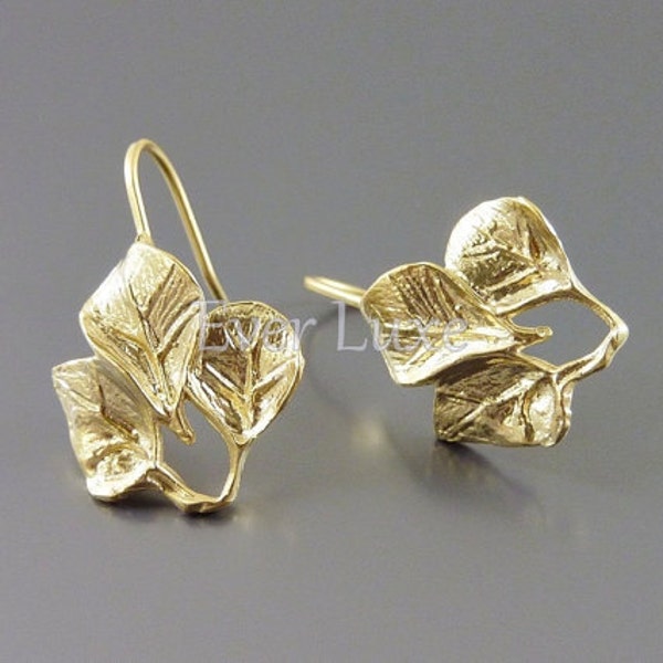 2 pcs / 1 pair  leaf hook earrings, matte gold brass earring findings, earring components for earring making E1240-MG (2 pieces)