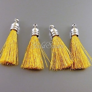 4 pcs  metallic shimmer gold color 30mm tassel pendants, tassels with bail ring 2041R-MEG (metallic gold)
