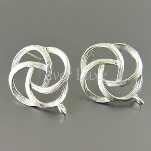 Matte Silver Rose Flower Post Earrings: Jewelry Making Supplies