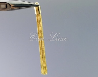 Shiny Gold Chain Tassel Pendants: DIY Jewelry Supplies (2 pc)