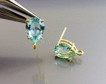 2 pieces / 1 pair bluemarine aqua blue faceted teardrop glass earrings, glass crystal earrings 5161G-AQ