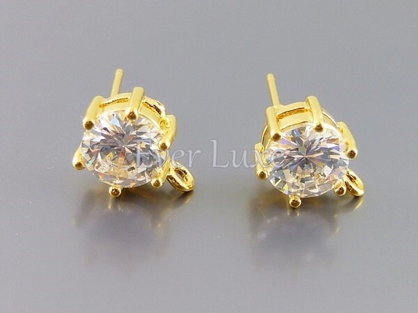 2 Pieces / 1 Pair Round 7mm CZ Cubic Zirconia in Prong