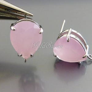 1pair/10pairs BULK Sale Wholesale semi opaque pink ice glass stone earrings, perfect for brides / bridesmaids, DIY wedding jewelry E5067R-PI