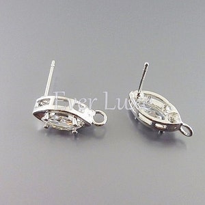 Marquise CZ Stud Earrings: Bridal Jewelry (Bright Silver) image 4
