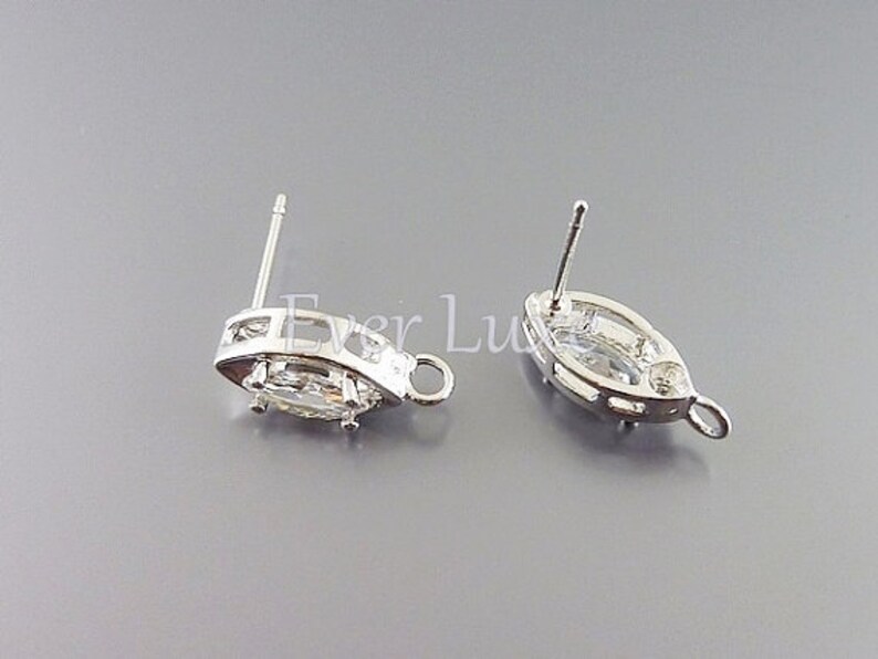 Marquise CZ Stud Earrings: Bridal Jewelry (Bright Silver) image 4