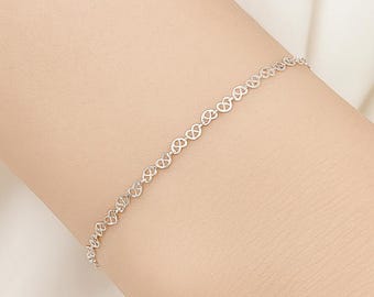 Rhodium Plated Pretzel Heart Chain: DIY Necklace Bracelet Jewelry (1 Meter)
