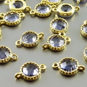 2 amethyst purple round 7mm glass stone jewelry connectors, jewelry / jewellery, craft supplies 5132G-AM