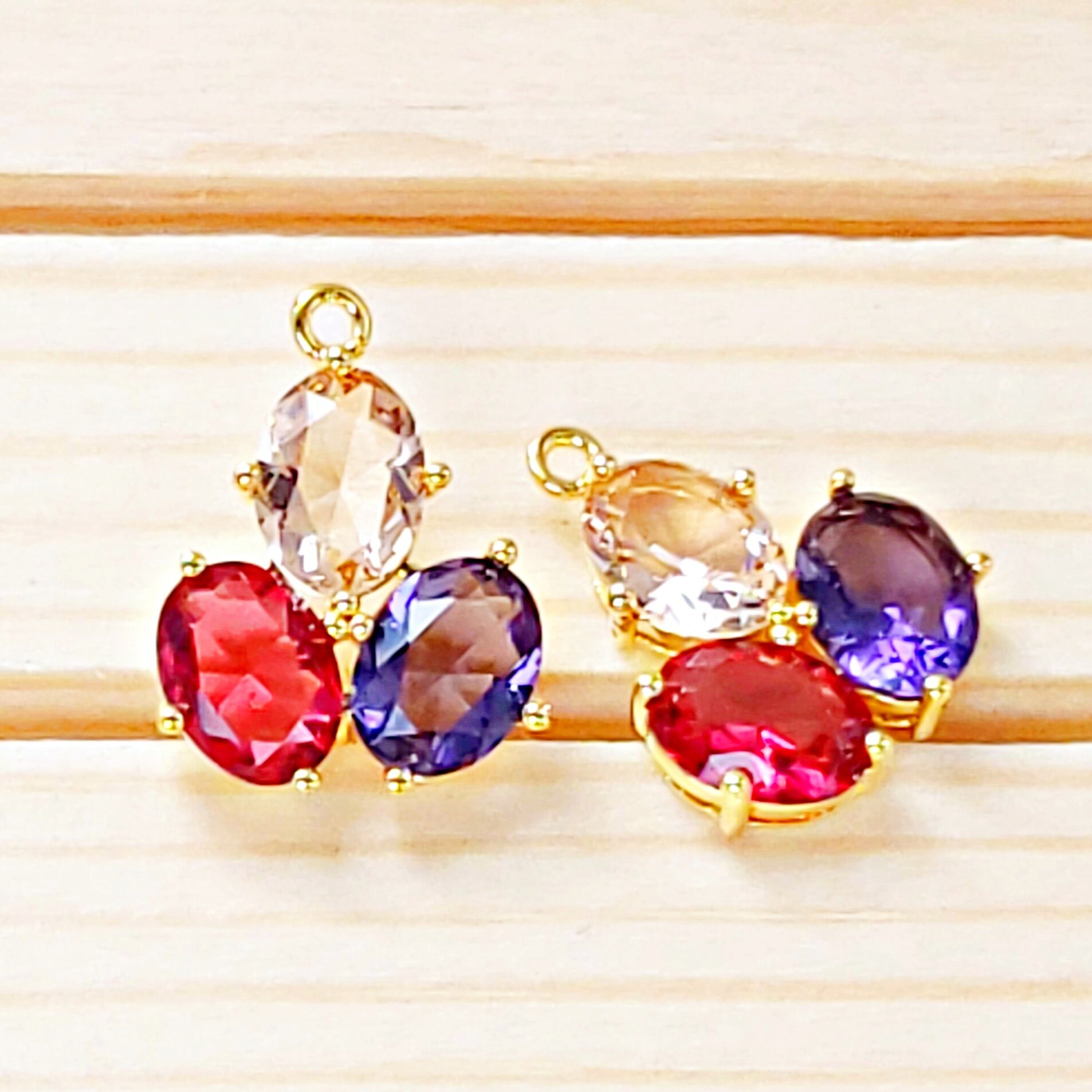 2 Pcs Super Quality Beautiful 3 Glass Colors Champagne, Ruby