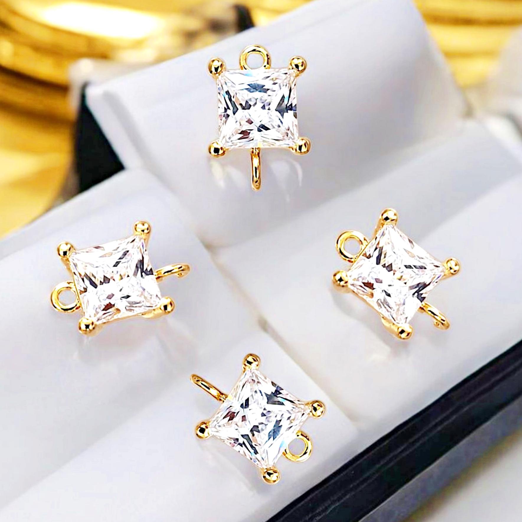 1 Coppia Di Eleganti Orecchini Quadrati Donna Con Zirconia Cubica
