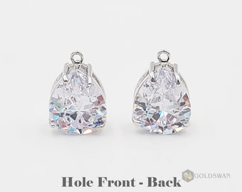 Charms gouttes d'oxyde de zirconium : pendentifs CZ plaqués rhodium