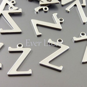 4 Letter Z charms for personalized jewelry, in shiny silver, initial pendant, monogram jewelry 1907-BR-Z