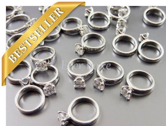 4 Miniature Silver Engagement Rings Wedding Promise Rings Bridal