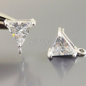 2 stuks/1 paar driehoekoorbellen met zirkonia in zilveren zetting, doorzichtige oorbellen met zirkonia&#39;s, bruidsmeisjes-/bruidsoorbellen E5138R-CL