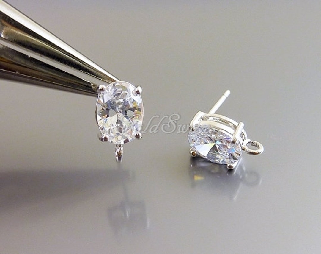 10x Sterling Silver Head Pins With CZ Crystal Stones – 24GA, 0.5mm, 35mm Long | #679