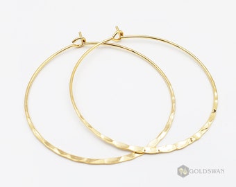 new 4 pieces / 2 pairs 40mm small hammered hoop earrings, gold tribal style hoops, Bohemian / Boho earrings 2192-BG-40