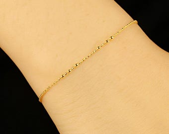 14K Gold Plated Beaded Satellite Chain: DIY Jewelry Supply