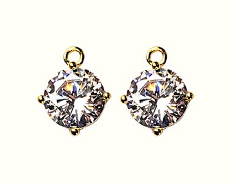 2 pcs Stunning 10x10 Circle Cubic Zirconia CZ Pendants in /gold/Rhodium setting- Perfect for Weddings and Everyday Party Elegance! P5168-CZ