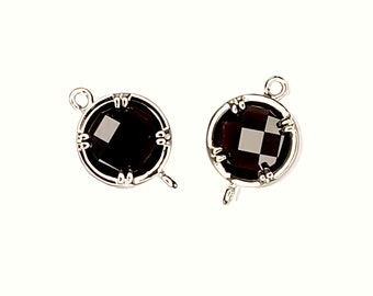 2 pcs Beautiful Black 8mm glass connectors for wholesale jewelry, perfect for summer and weddings 5014R-BL-10