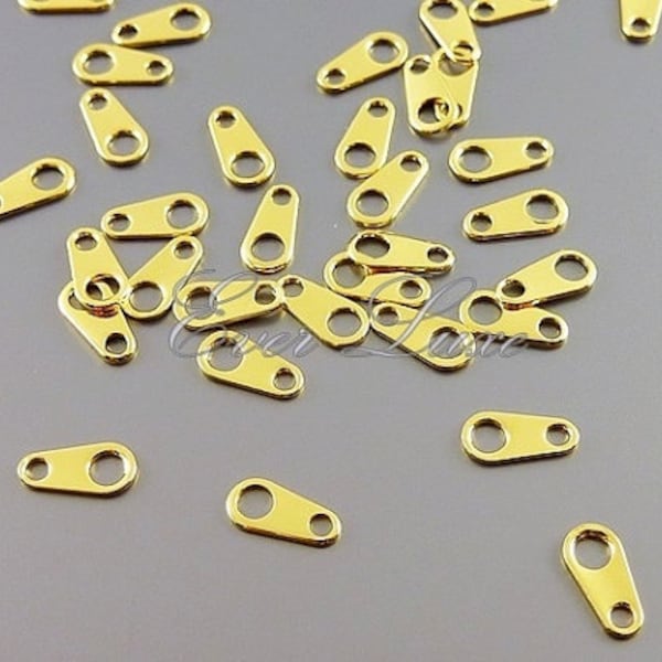 50 shiny gold tiny 6mm jewelry chain tags, necklace chain connectors, bracelets, craft supplies B001-BG-6 (50 pieces)