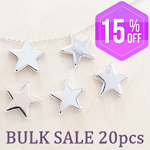 15% Bulk Sale 20pcs large 13mm SHINY Rhodium star beads, metal beads, beading supplies,  jewellery supplies 1788-BR-13