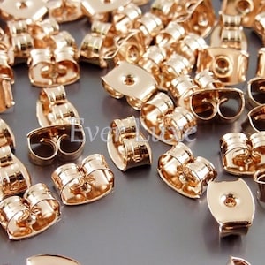 50 shiny rose gold butterfly clutch earring backs, backings, friction ear nuts, safety backs, earring B068-BRG