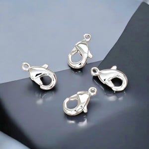 10 pcs Small rhodium silver 10mm lobster claw brass clasps, necklace clasp, bracelet clasp, brass clasp, fastener B002-BR-SM