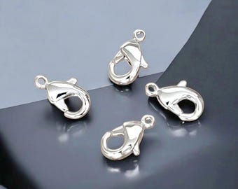10 pcs Small rhodium silver 10mm lobster claw brass clasps, necklace clasp, bracelet clasp, brass clasp, fastener B002-BR-SM