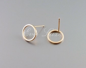 4 pcs / 2 pairs round 10mm circle stud earrings, round hoop earrings, earring making, jewellery supplies 1071-MRG-10