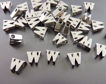 2 Lower case letter w, initial beads, initial charms, alphabet beads, personalized, customized jewelry 1947-MR-W