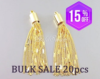 Shiny Gold Chain Tassels: 50mm Jewelry Pendants (20 pcs)