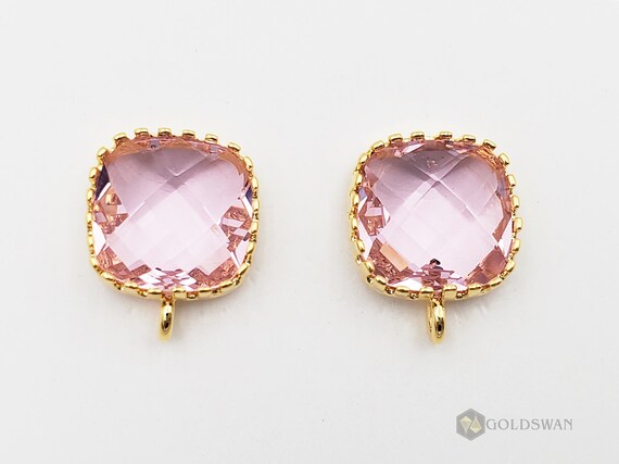 Faceted Stone Post Earrings - Pink Faceted Stone Post Earrings - Pink