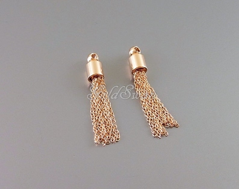 small brass metal chain tassels 20/% SALE 4 rose gold tiny chain tassel charms rose gold jewelry tassel pendants 2076-BRG