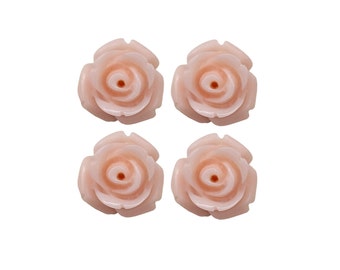 4 pcs 10mm Baby Pink color rose flower cabochons, flower cabs for rings, earrings 5027-BP