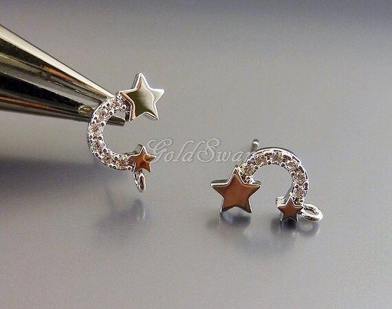 Dochais 2 paia di orecchini a stella per le donne, ipoallergenici Orecchini a stella in argento piccolo S925 argento sterling elica cartilaginea Set di orecchini per regalo