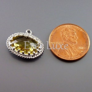 2 Large topaz yellow pendant findings haute Victorian fashion jewelry charms with rhodium over brass 5094R-TO image 2