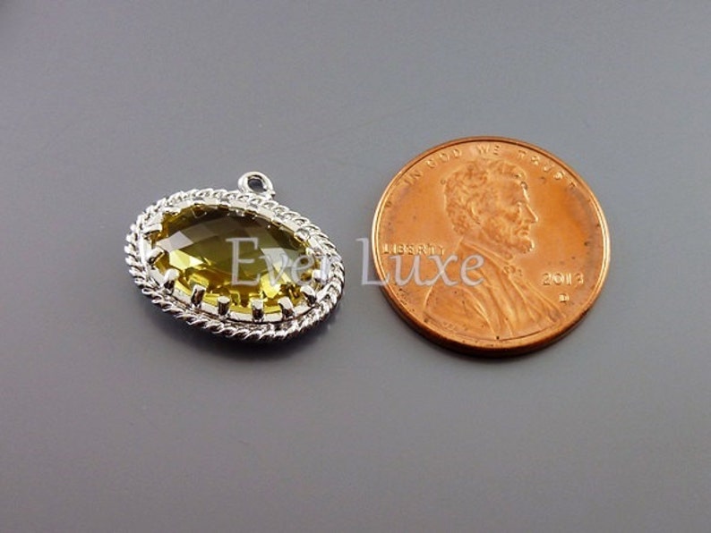 2 Large topaz yellow pendant findings haute Victorian fashion jewelry charms with rhodium over brass 5094R-TO image 2