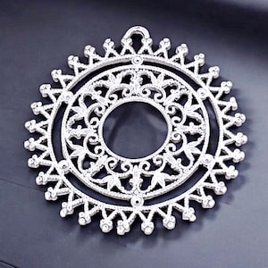 2 pcs Large unique round spiky filigree pendants, jewelry pendants, matte silver brass, jewelry making supplies 1219-MR