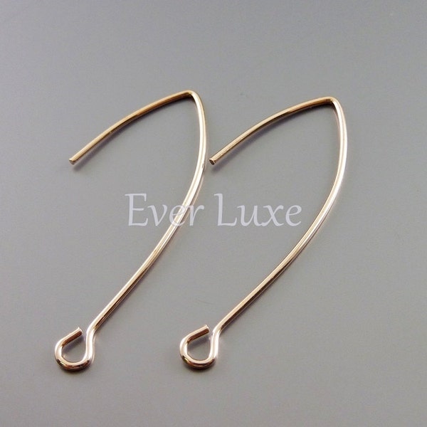 10 pieces / 5 pairs shiny rose gold Long marquise ear wires, almond earrings, brass hook earrings B066-BRG