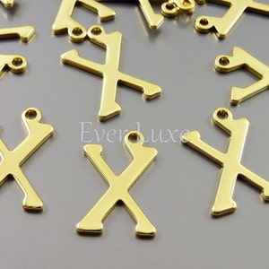 4 Letter X pendants, gold initial charms, personalized / customized jewelry pendants, alphabets / ID / name 1907-BG-X