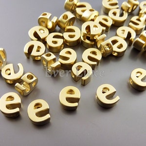 2 Lowercase letter e, matte gold initial beads, initial charms, alphabet beads, personalized jewelry 1947-MG-E (matte gold, e, 2 pieces)