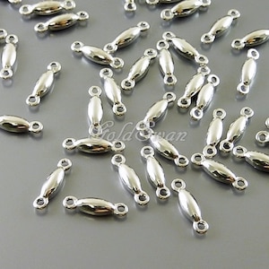 20 pcs tiny 7mm oval connectors, silver oval charms, silver oval spacer bead connectors 2083-BR (20 pcs)