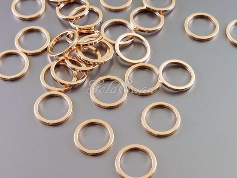 geometric circles ring 15/% SALE 8 shiny rose gold brass 10mm circles charms open circle 997-BRG-10