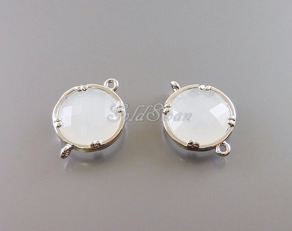 ドロップス 2 Pcs White Opal Semi-opaque White Glass Stone 12mm
